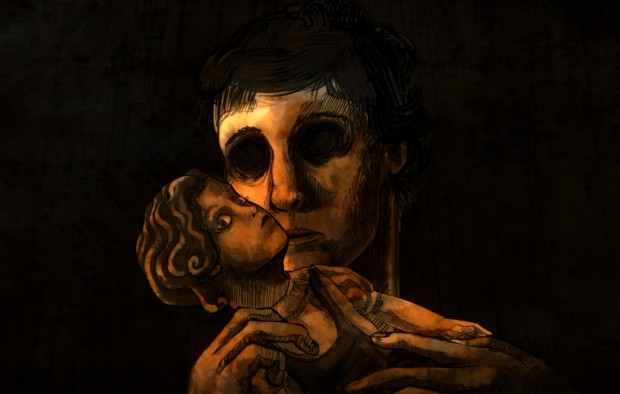 Kiss for Mummy.  The game's story is revealed through some really creepily aminated sequences. 